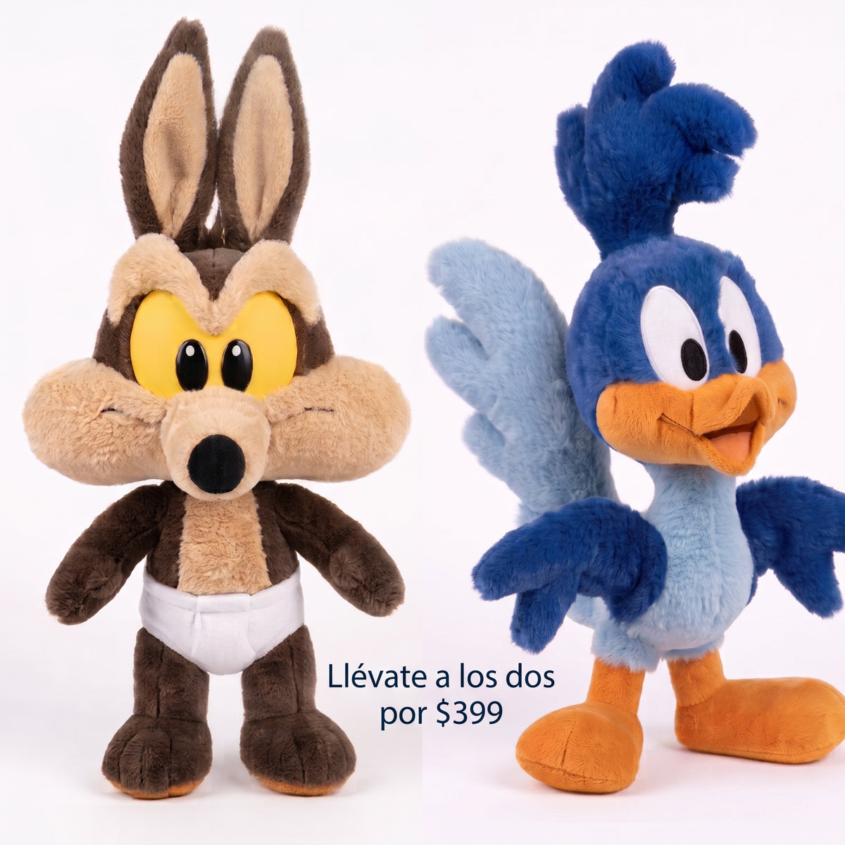 Willy el Coyote™ y Bipbip – Peluches Interactivos que Corren al Agitarlos | 40cm