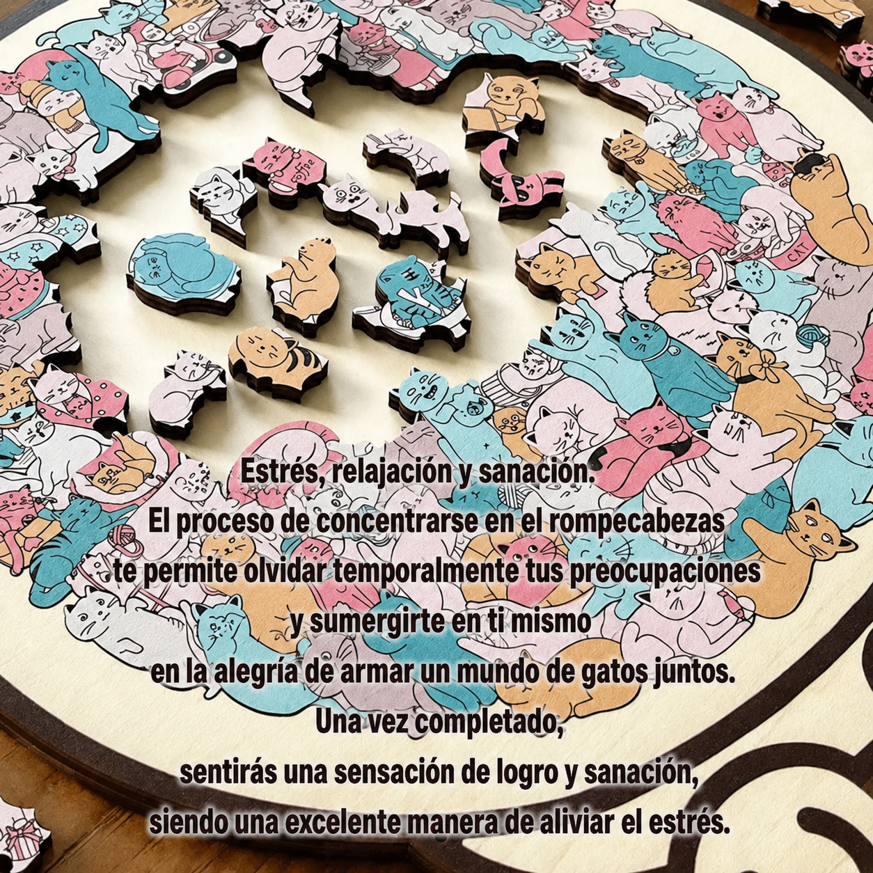ZenPaws™ – Rompecabezas de Madera Gato | 135 Piezas para Relajación y Decoración