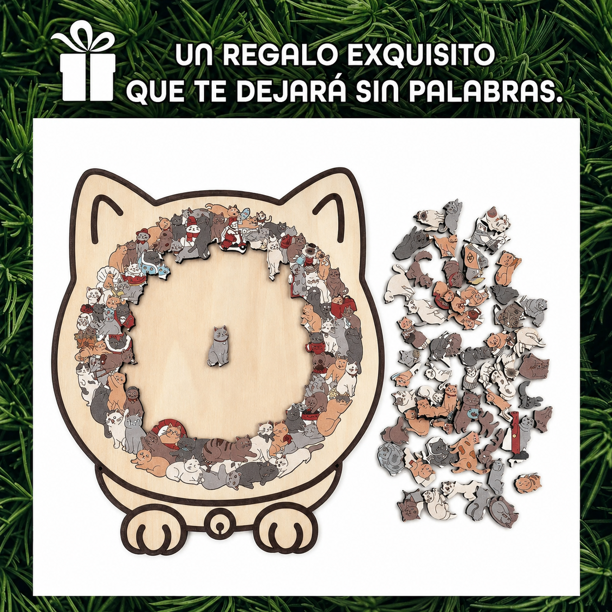 ZenPaws™ – Rompecabezas de Madera Gato | 135 Piezas para Relajación y Decoración