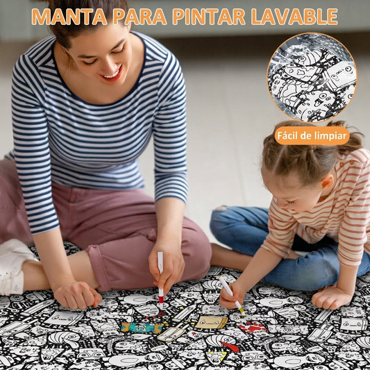 ZenDoodle™ – Manta para Colorear DIY con 24 Marcadores incluidos | Terciopelo Lavable y Reutilizable