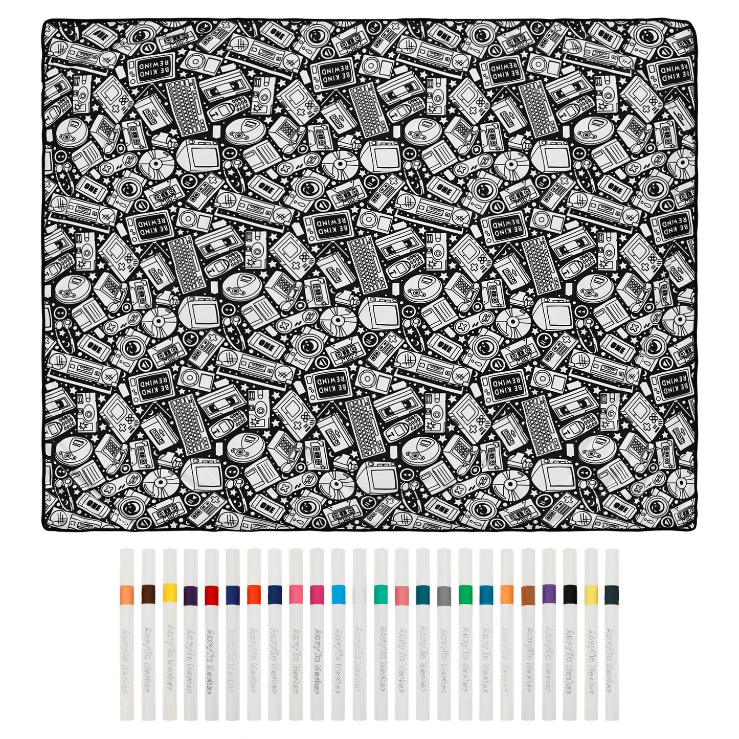 ZenDoodle™ – Manta para Colorear DIY con 24 Marcadores incluidos | Terciopelo Lavable y Reutilizable